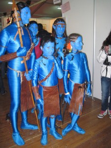 A family dressed as the avatars