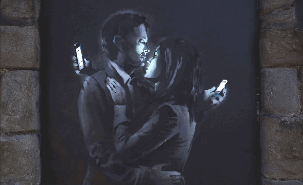 Graffiti artist Banksy's take on dating in the digital age.