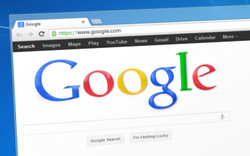 Google search engine in an internet browser window